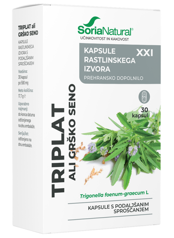 Soria Natural Triplat grško seno XXI kapsule s podaljšanim sproščanjem