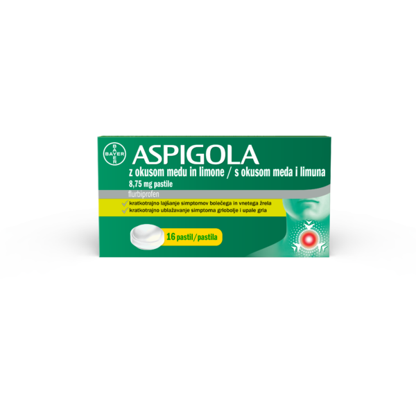 Aspigola® z okusom medu in limone 8,75 mg, pastile